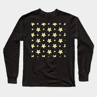 Kawaii Cute Star Pattern in Black Long Sleeve T-Shirt